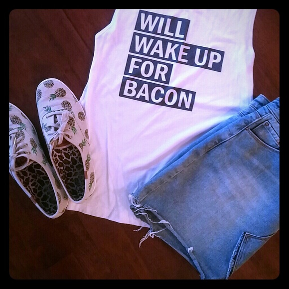 no brand Tops - Will Wake For Bacon graphic t-shirt